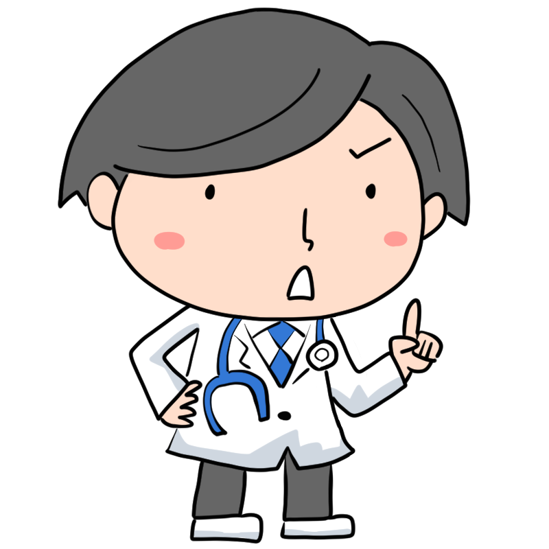 忠告する若い医者のかわいいイラスト