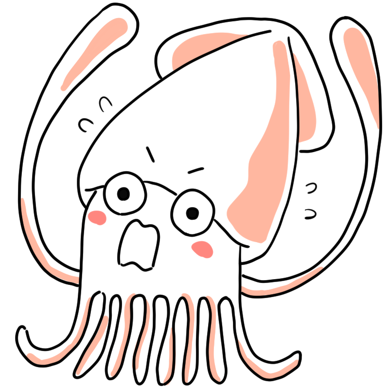 驚くイカのかわいいイラスト