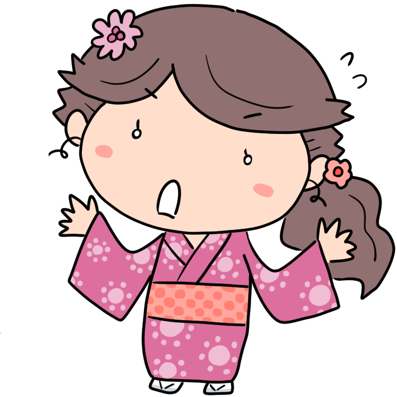 驚く浴衣の少女のかわいいイラスト