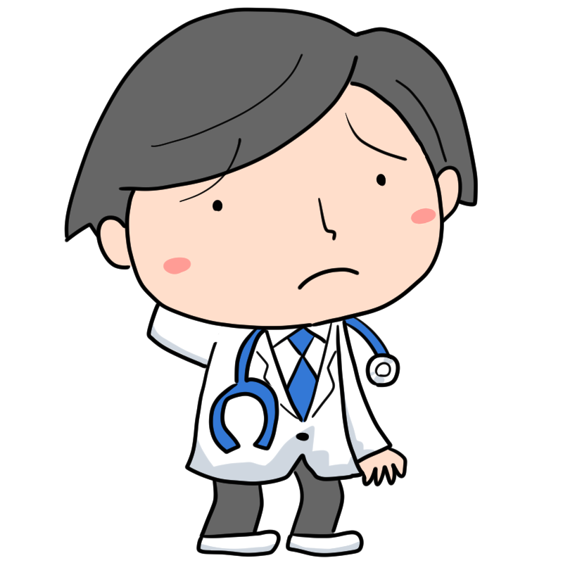 困る若い医者のかわいいイラスト
