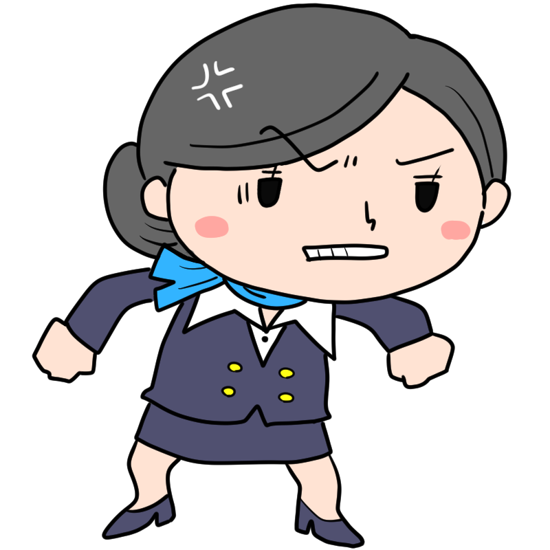 嫉妬するキャビンアテンダントのかわいいイラスト