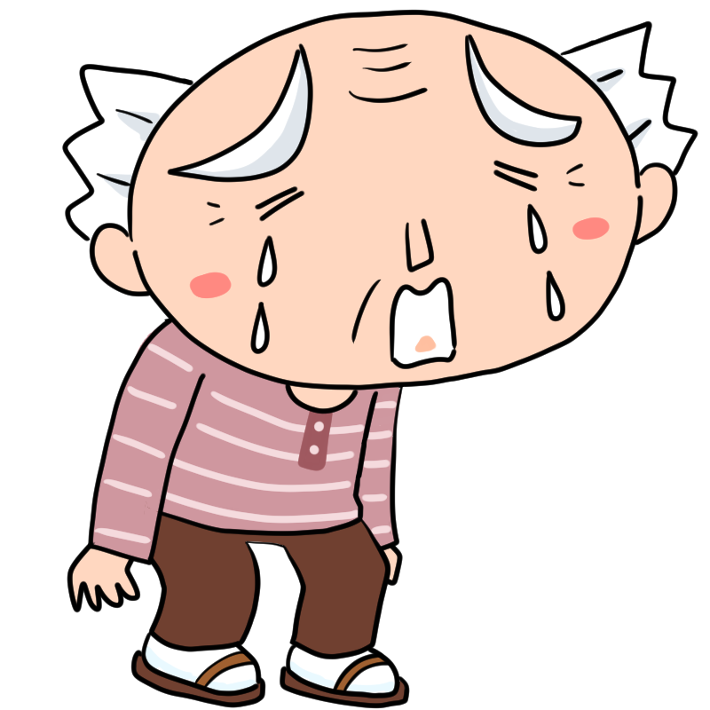 慟哭するおじいさんのかわいいイラスト