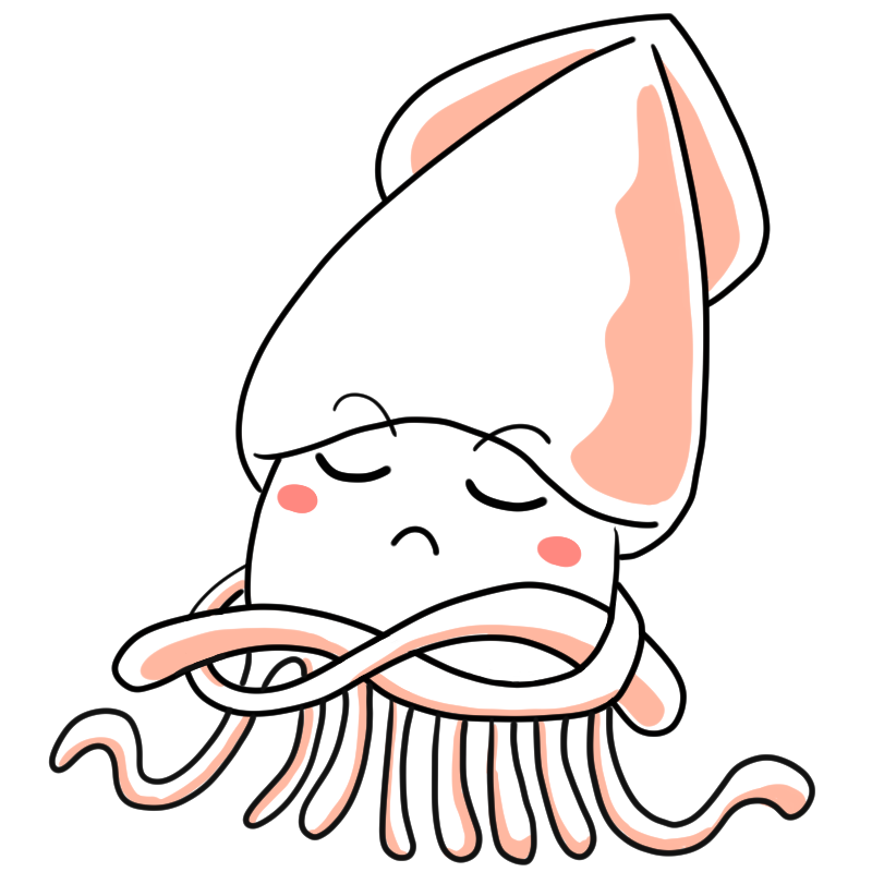 悩むイカのかわいいイラスト