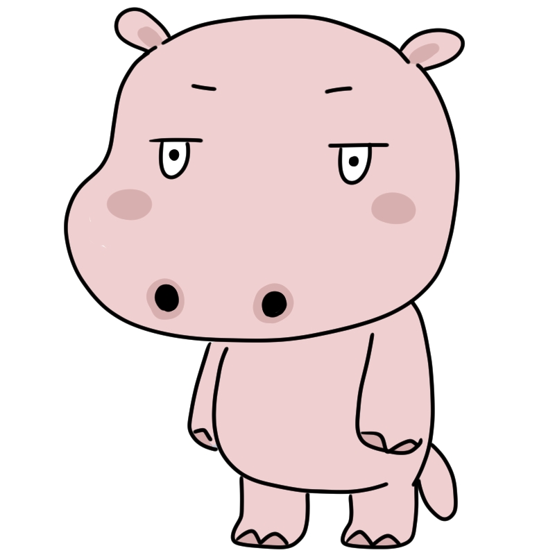 真顔のカバのかわいいイラスト