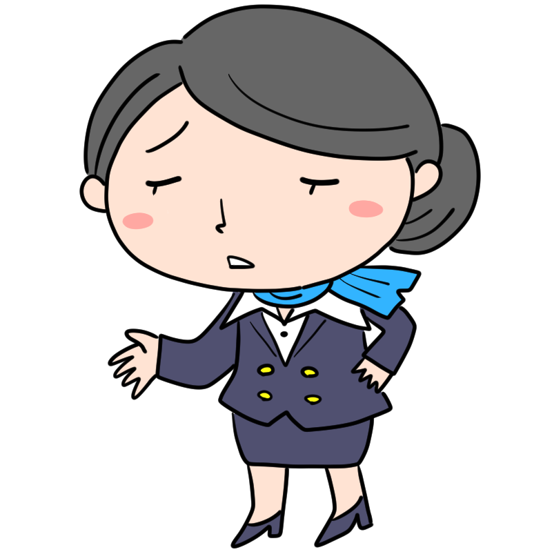 呆れるキャビンアテンダントのかわいいイラスト