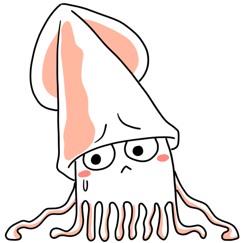 困るイカのかわいいイラスト