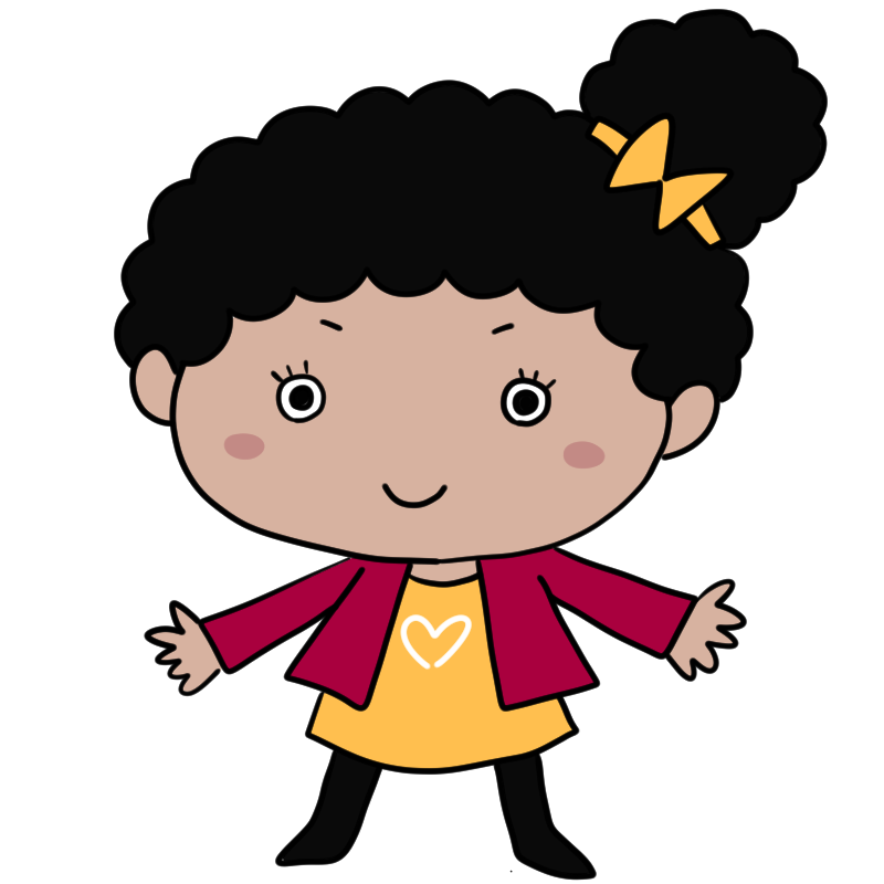 微笑む黒人の女の子のかわいいイラスト