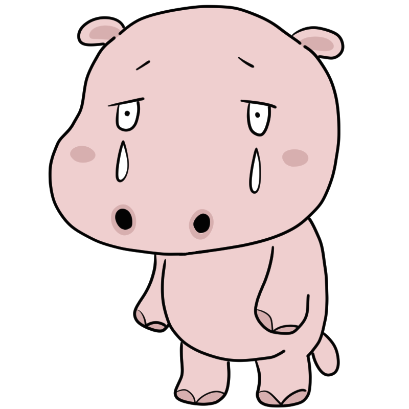 泣くカバのかわいいイラスト