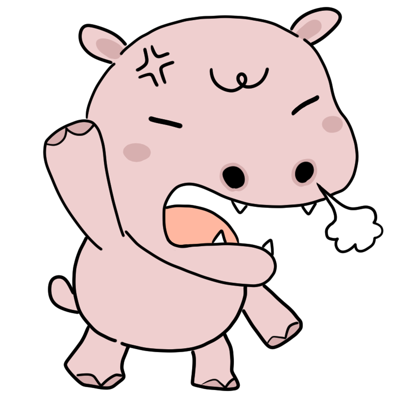怒るカバのかわいいイラスト