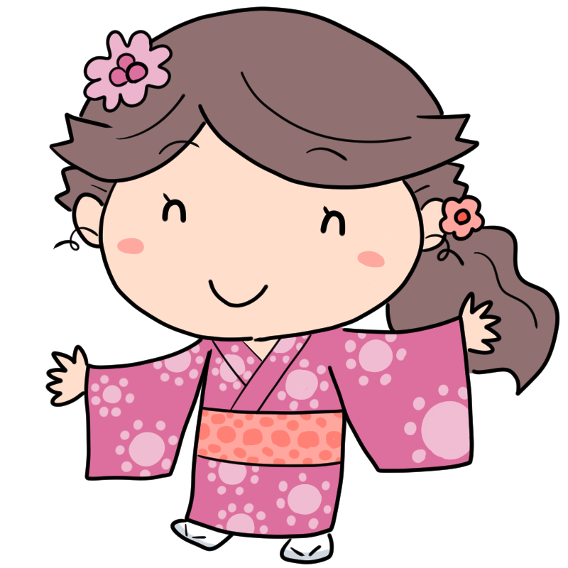 楽しそうな浴衣の女性のかわいいイラスト