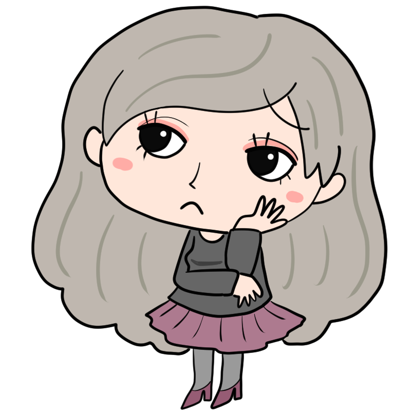 悩む美女のかわいいイラスト