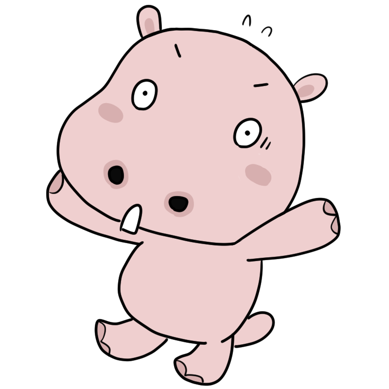 驚くカバのかわいいイラスト