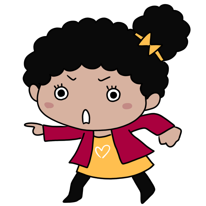 怒る黒人の少女のかわいいイラスト