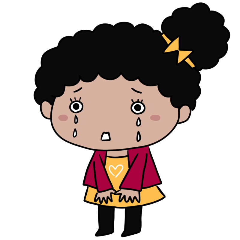 泣く黒人の女の子のかわいいイラスト