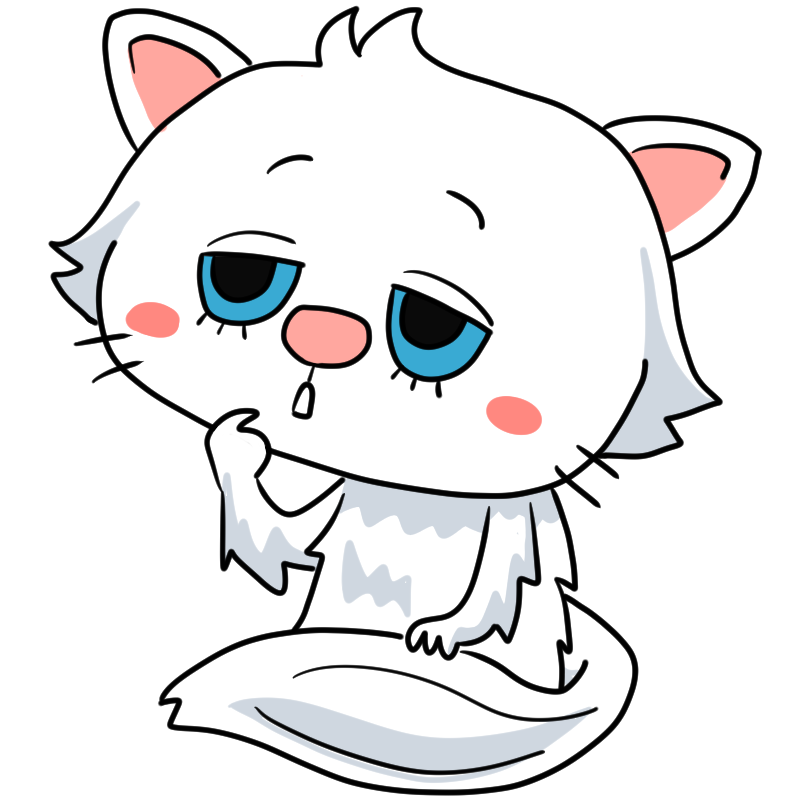 考えるペルシャ猫のかわいいイラスト
