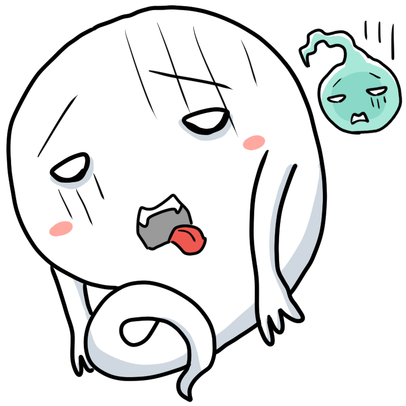 落ち込む昔ながらのお化けのかわいいイラスト