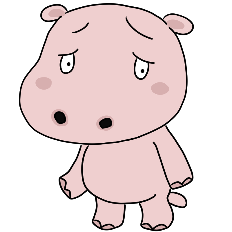 困るカバのかわいいイラスト
