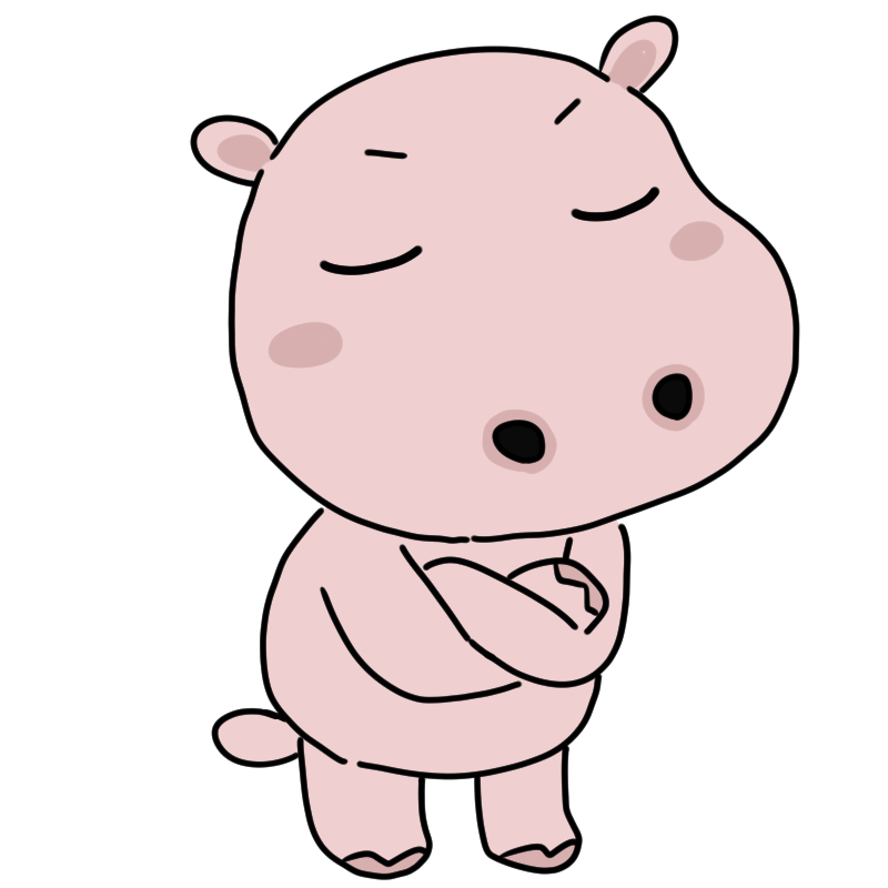 考えるカバのかわいいイラスト