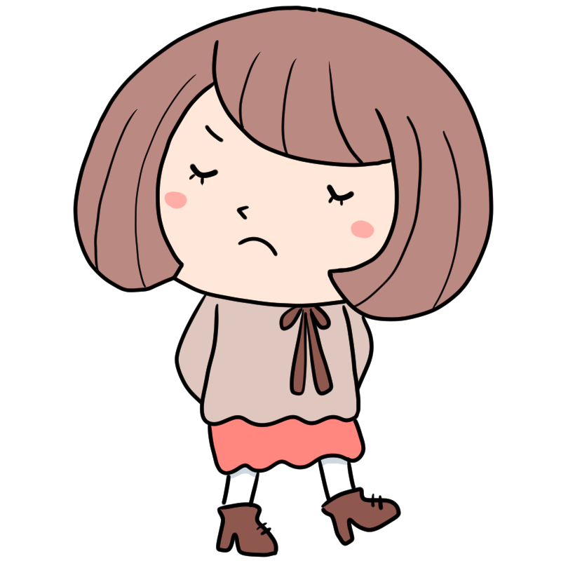 怒るボブのゆるふわ女子のかわいいイラスト