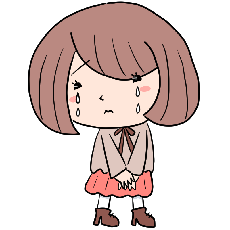泣くボブのゆるふわ女子のかわいいイラスト