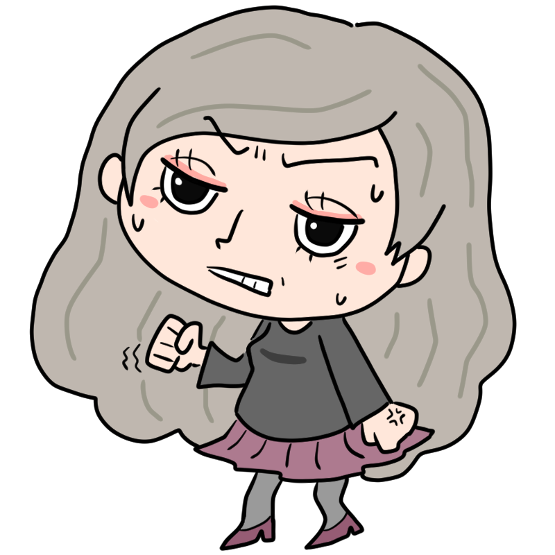 悔しそうな意識高い系女子のかわいいイラスト