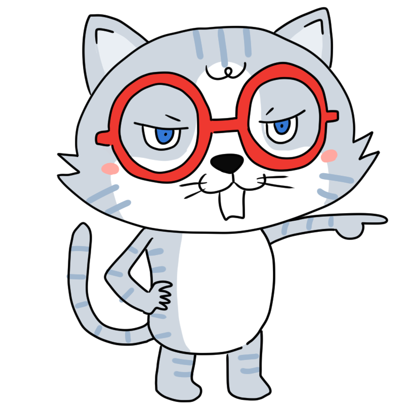 怒る眼鏡の猫のかわいいイラスト