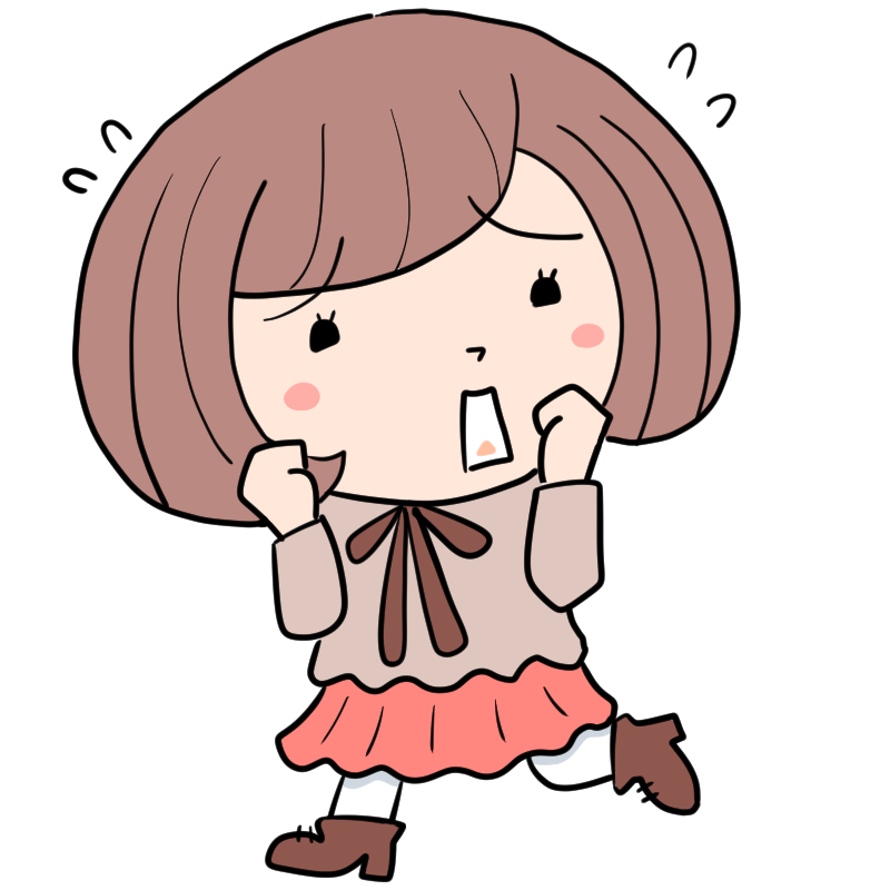 驚くボブのゆるふわ女子のかわいいイラスト