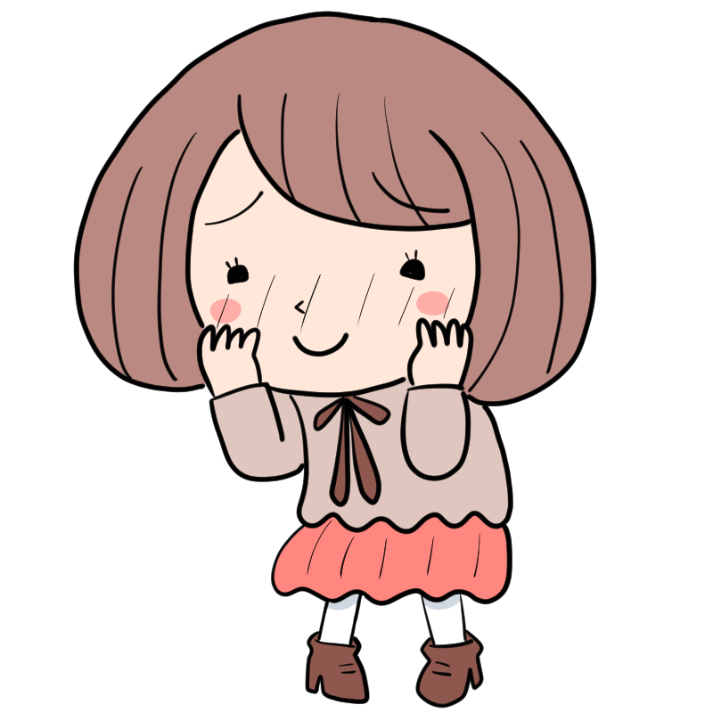 照れるボブのゆるふわ女子のかわいいイラスト