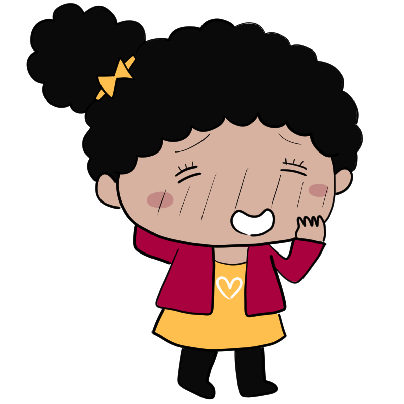 照れる黒人の女の子のかわいいイラスト