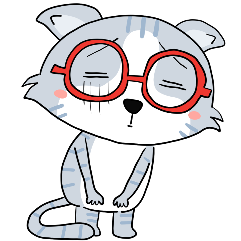 落ち込む眼鏡の猫のかわいいイラスト