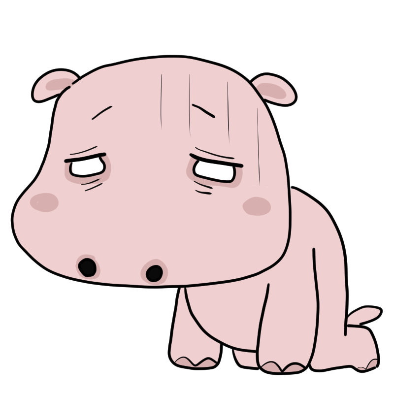 元気がないカバのかわいいイラスト