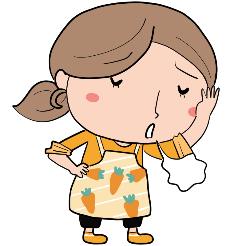 呆れる新米ママのかわいいイラスト