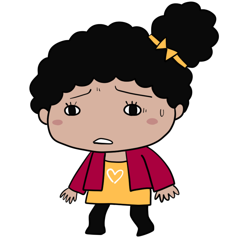 困る黒人の女の子のかわいいイラスト