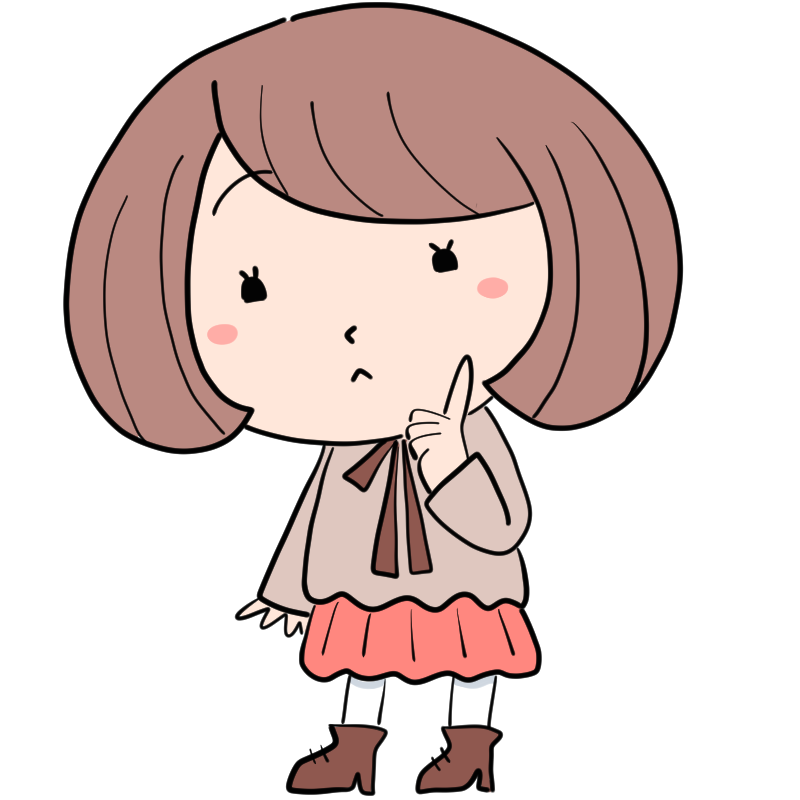 考えるボブのゆるふわ女子のかわいいイラスト