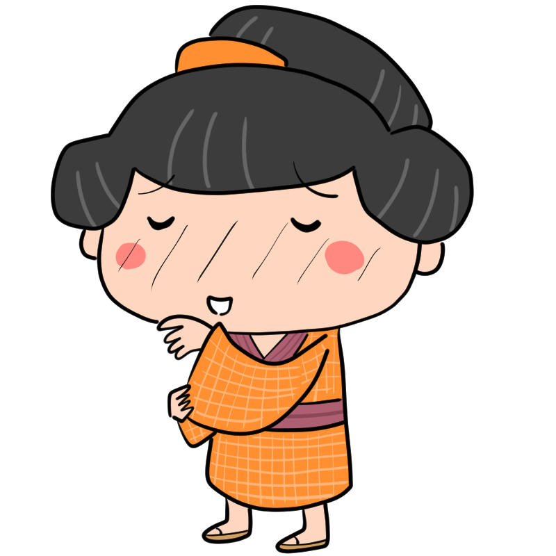 照れる江戸の町娘のかわいいイラスト