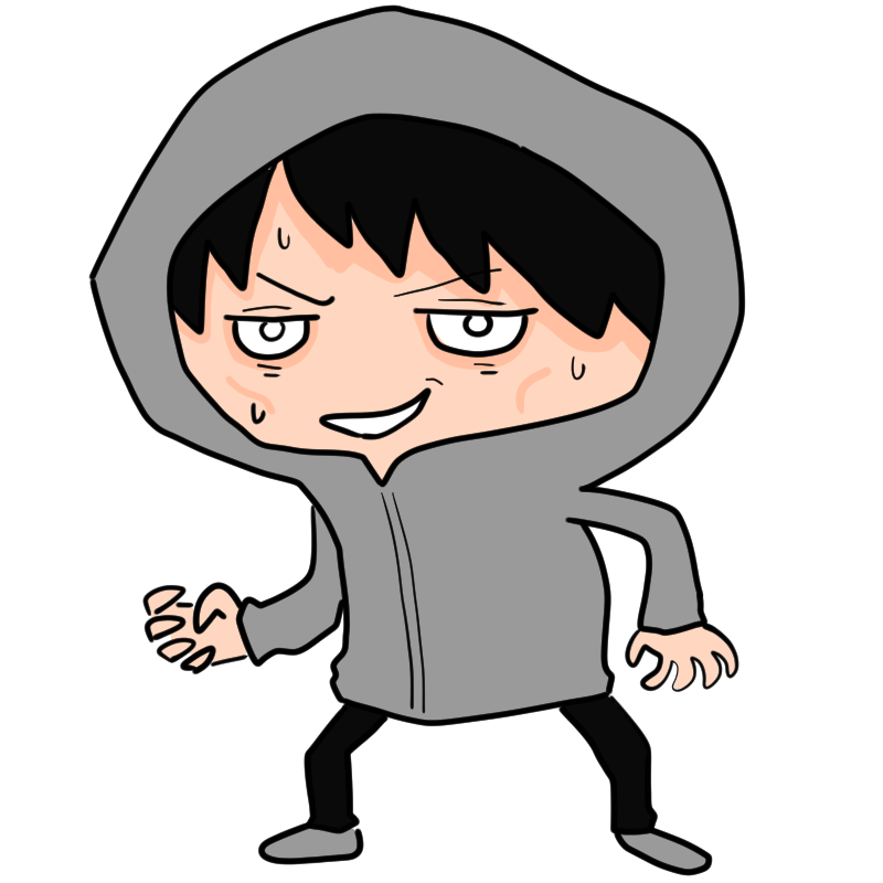危ない笑みの不審者のかわいいイラスト