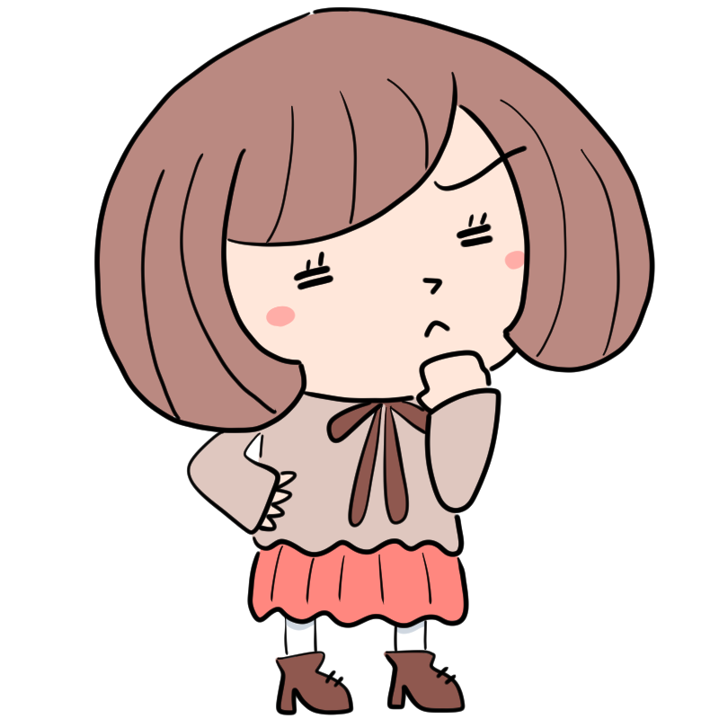 悩むボブのゆるふわ女子のかわいいイラスト