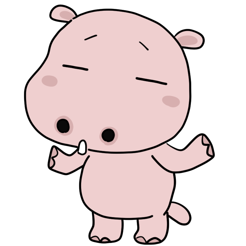 呆れるカバのかわいいイラスト