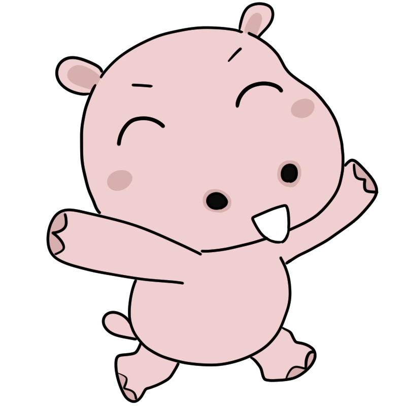 楽しそうなカバのかわいいイラスト
