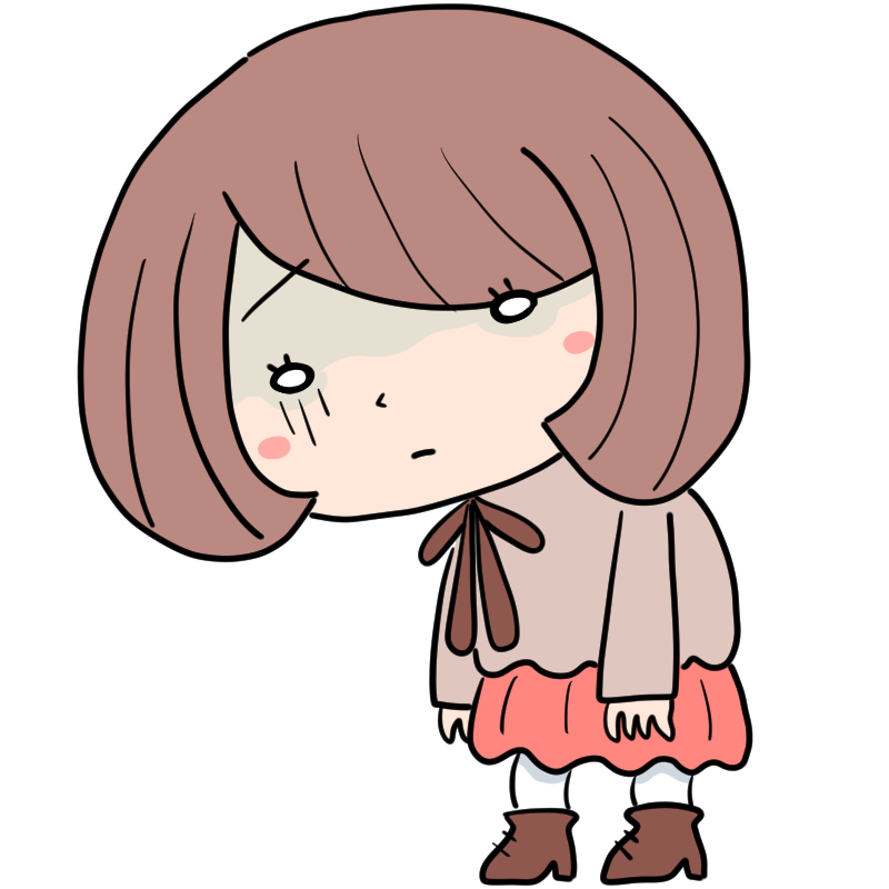落ち込むボブのゆるふわ女子のかわいいイラスト