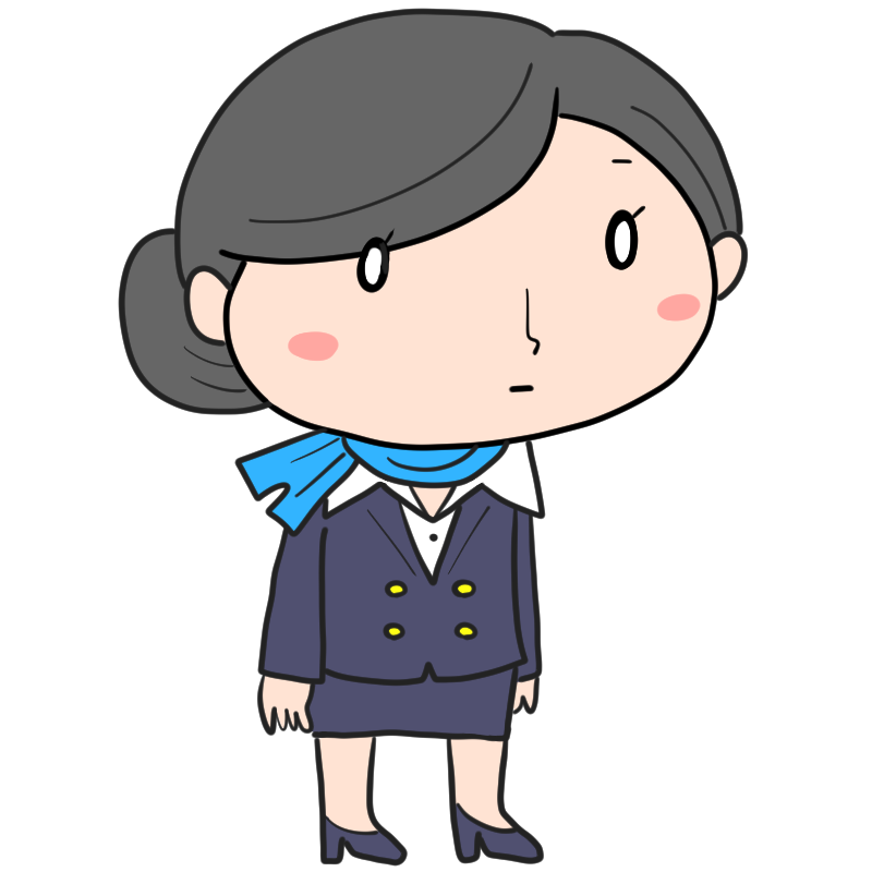 無表情のキャビンアテンダントのかわいいイラスト
