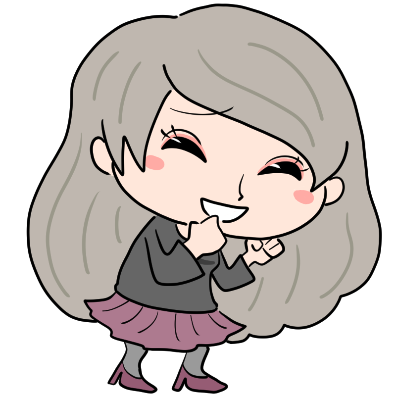カッツポーズの女性のかわいいイラスト