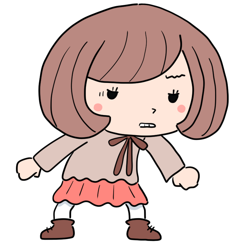 悔しがるボブのゆるふわ女子のかわいいイラスト