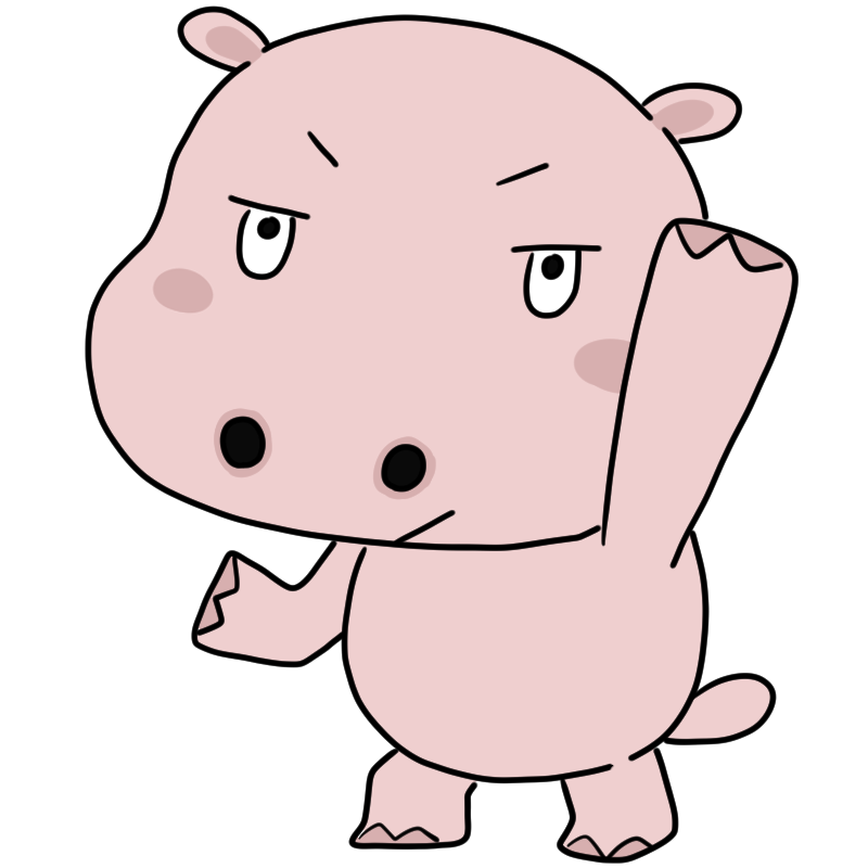 元気そうなカバのかわいいイラスト