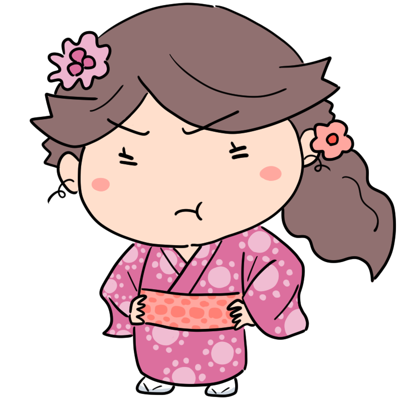 怒る浴衣の女性のかわいいイラスト