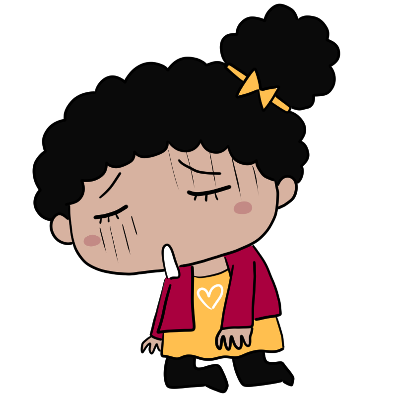 落ち込む黒人の女の子のかわいいイラスト