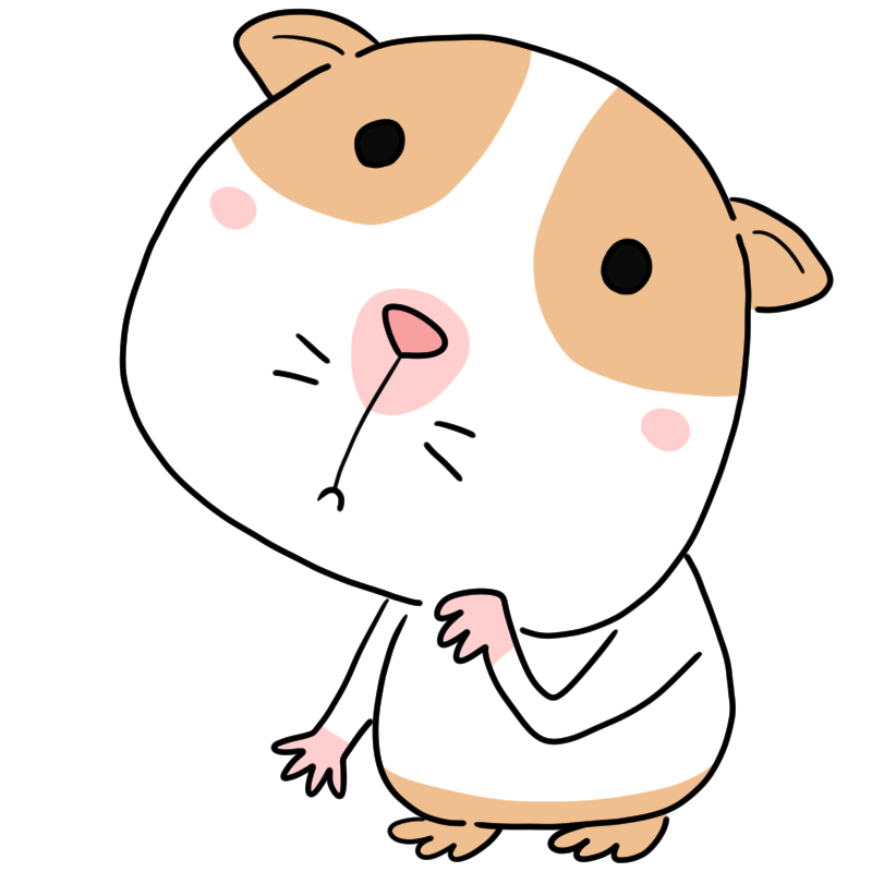 考えるモルモットのかわいいイラスト