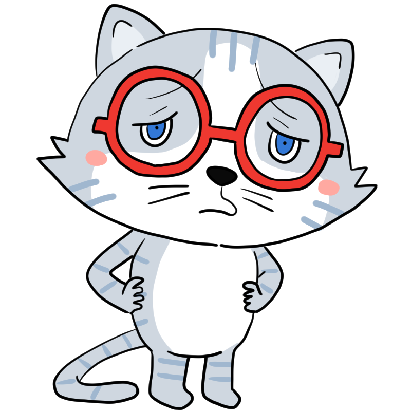 困る眼鏡の猫のかわいいイラスト