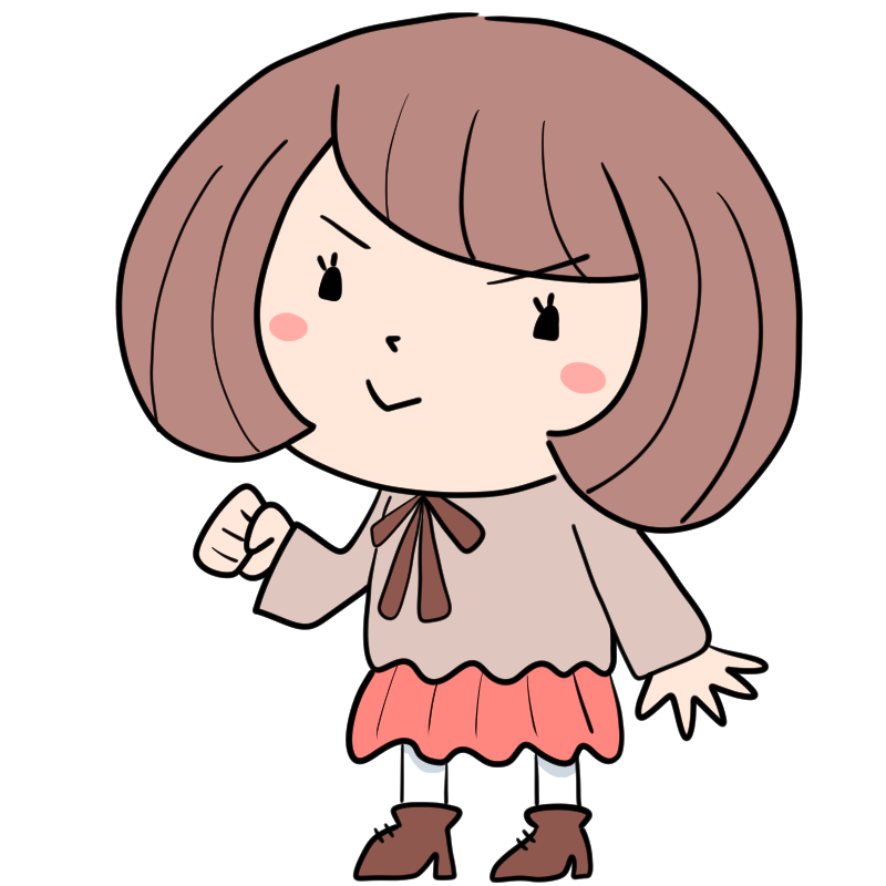 「頑張る！」ボブのゆるふわ女子のかわいいイラスト
