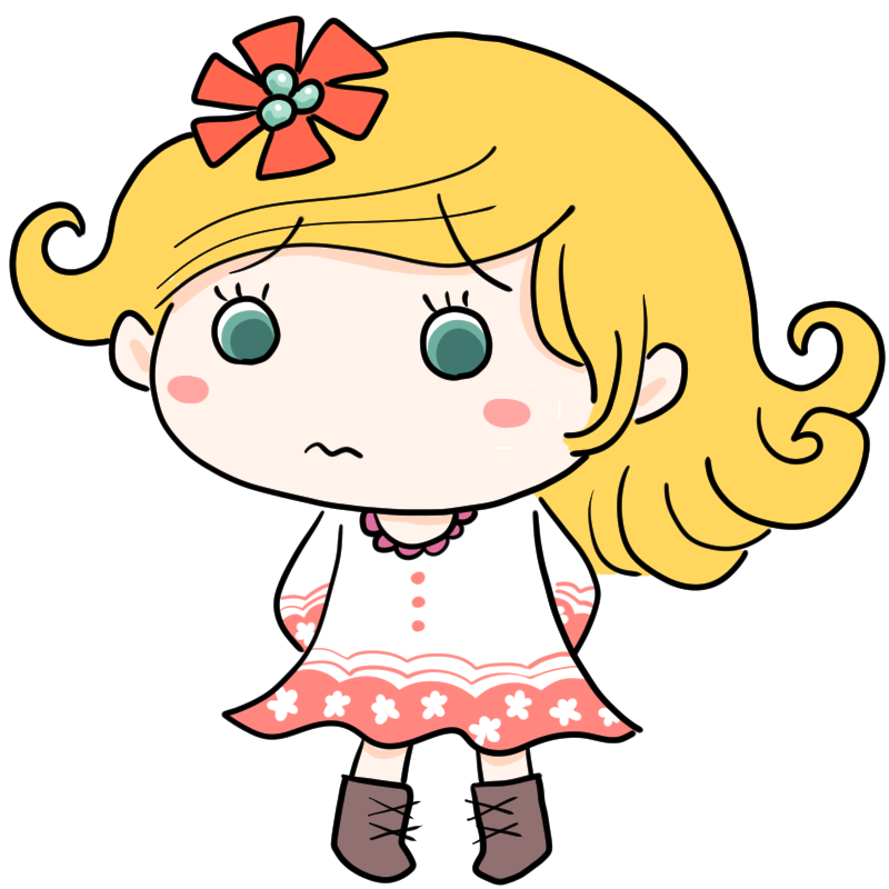 困る白人の女の子のかわいいイラスト